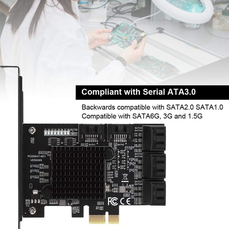 EBTOOLS 8 Port PCI E to SATA3.0 Controller, PCI Express to SATA3.0 8 Port SATA III Expansion Controller Card Adapter - Image 2